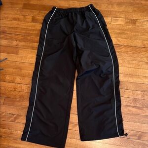 Black Track Pants with White Piping